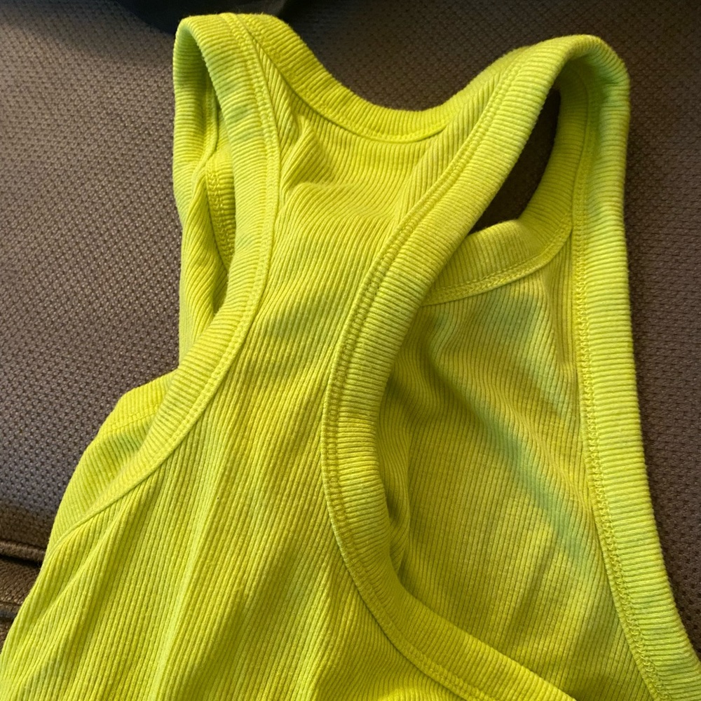Green Yellow Ribbed Racerback - Picture 4 of 4